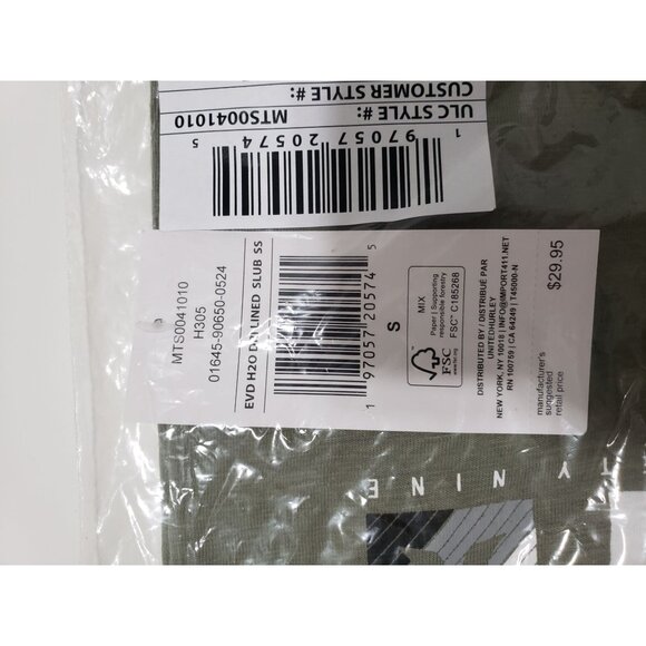 Hurley EVD H20-Dri Lined Slub Short Sleeve Tee in Army Green - Size Small - Picture 5 of 7